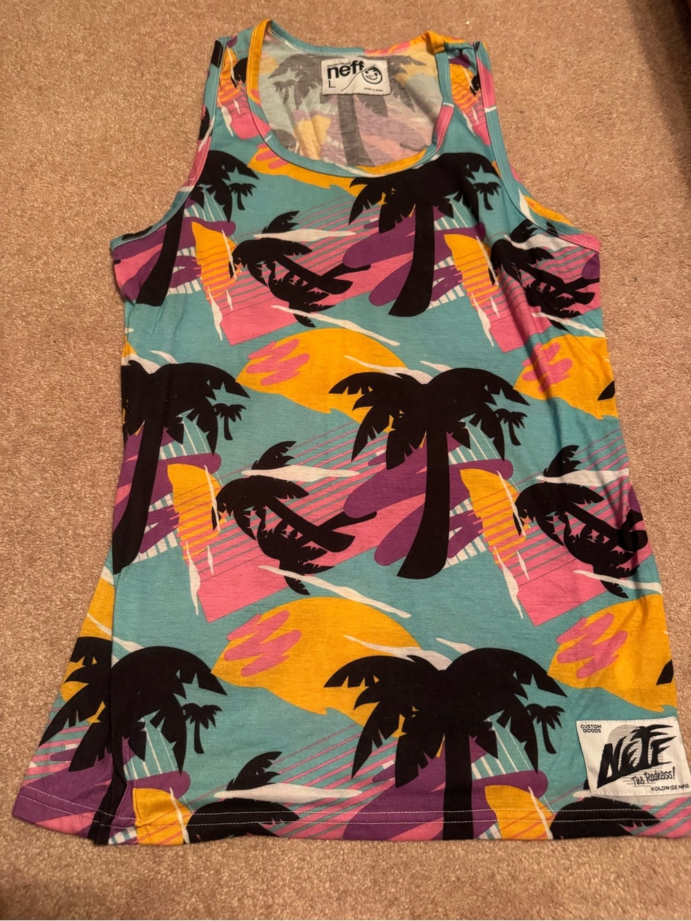 Neff Palm Graphic Tee - Teal, Yellow, Pink, Black